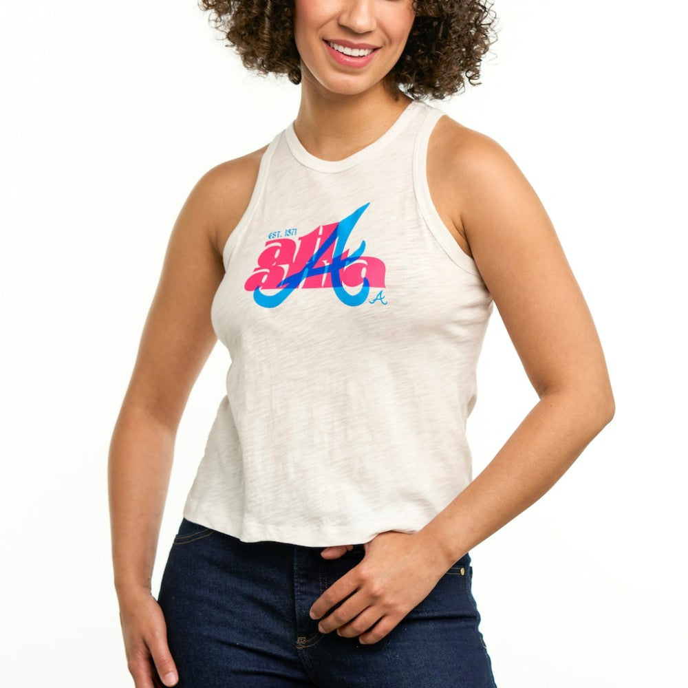 Atlanta Braves Lusso Women's Lourdes Tank Top - White Tanks