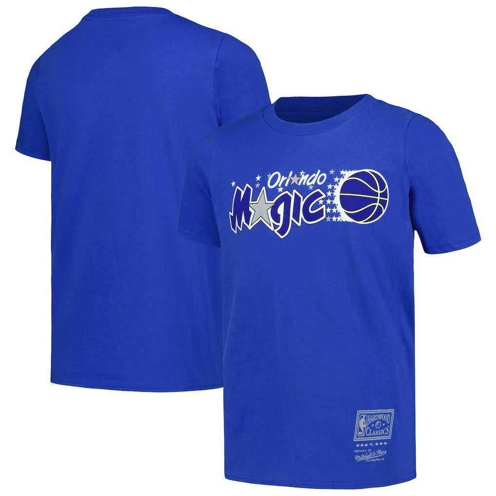 Orlando Magic Youth Hardwood Classics Retro Logo T-Shirt Blue - Mitchell & Ness