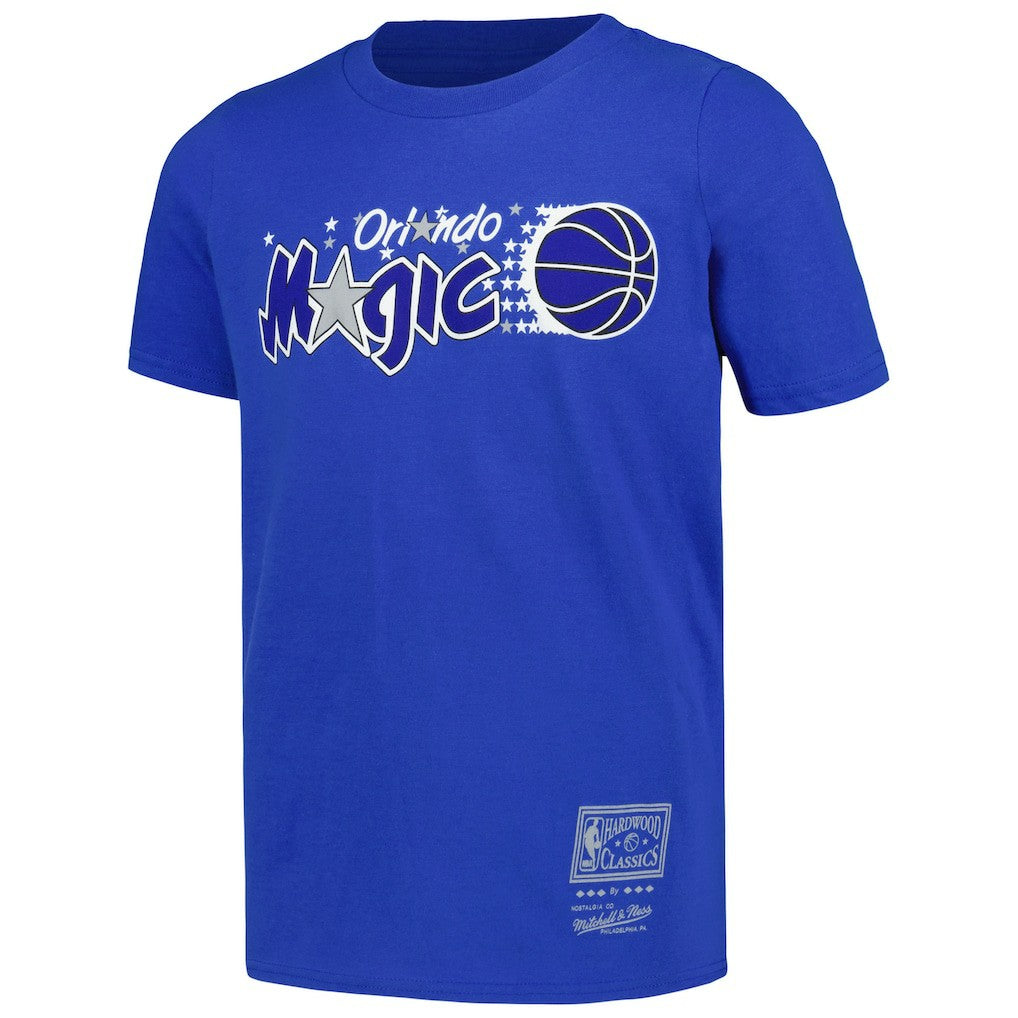 Orlando Magic Youth Hardwood Classics Retro Logo T-Shirt Blue - Mitchell & Ness