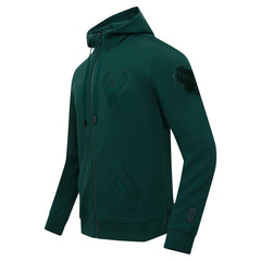 Milwaukee Bucks Pro Standard Triple Tonal DK Full-Zip Hoodie Jacket Hunter Green
