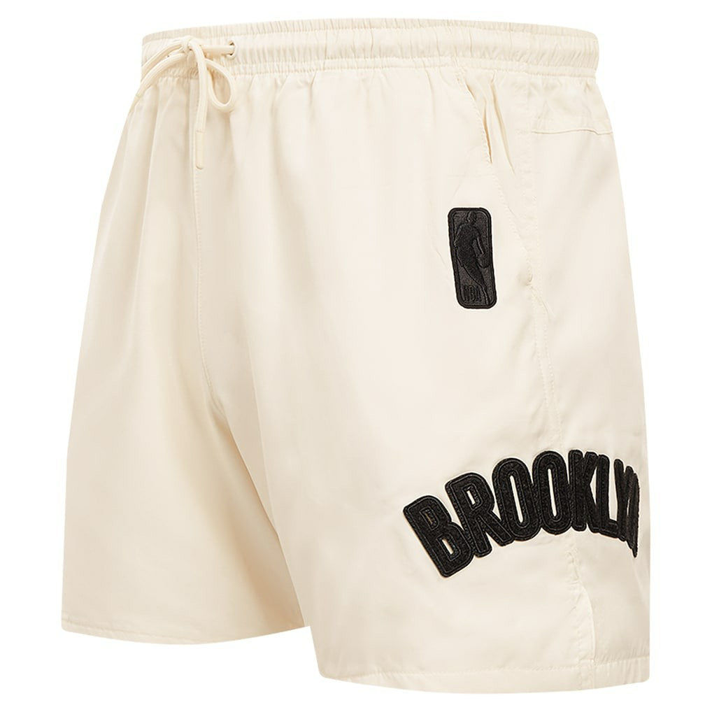 Brooklyn Nets Pro Standard Triple Tonal Woven Shorts Cream