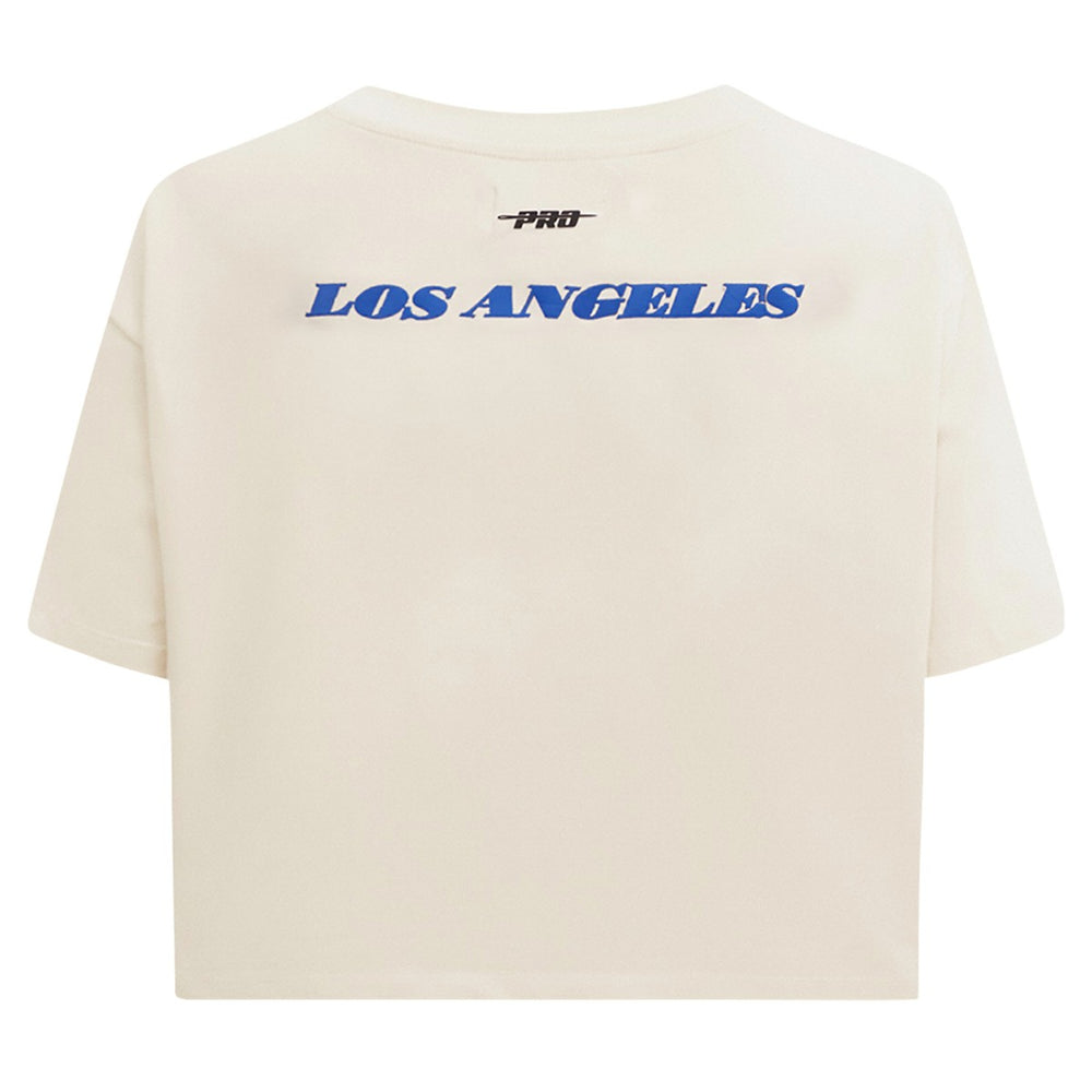 Los Angeles Lakers Pro Standard Women's Retro Striper SJ Cropped Boxy T-Shirt Cream