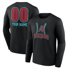 Arizona Diamondbacks Personalized Name & Number Fastball Long Sleeve T-Shirt - Black T-shirts