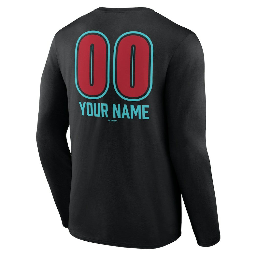 Arizona Diamondbacks Personalized Name & Number Fastball Long Sleeve T-Shirt - Black T-shirts