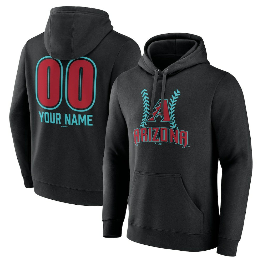 Arizona Diamondbacks Personalized Name & Number Fastball Pullover Hoodie - Black Hoodies