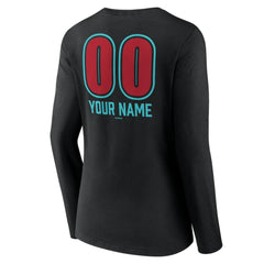 Arizona Diamondbacks Women's Personalized Name & Number Fastball Long Sleeve V-Neck T-Shirt - Black T-shirts