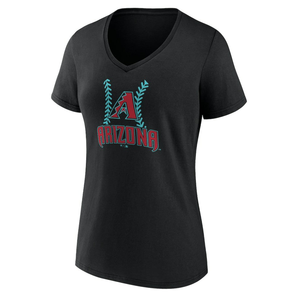 Arizona Diamondbacks Women's Personalized Name & Number Fastball V-Neck T-Shirt - Black T-shirts