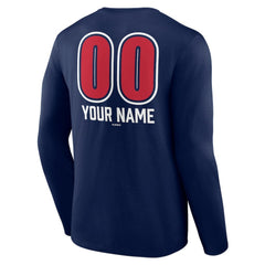 Atlanta Braves Personalized Name & Number Fastball Long Sleeve T-Shirt - Navy T-shirts