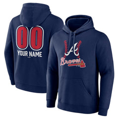 Atlanta Braves Personalized Name & Number Fastball Pullover Hoodie - Navy Hoodies