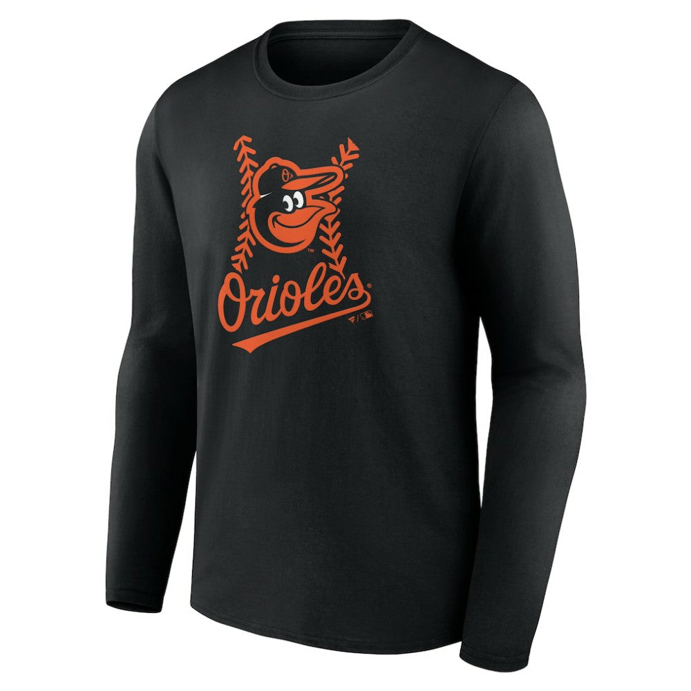 Baltimore Orioles Personalized Name & Number Fastball Long Sleeve T-Shirt - Black T-shirts