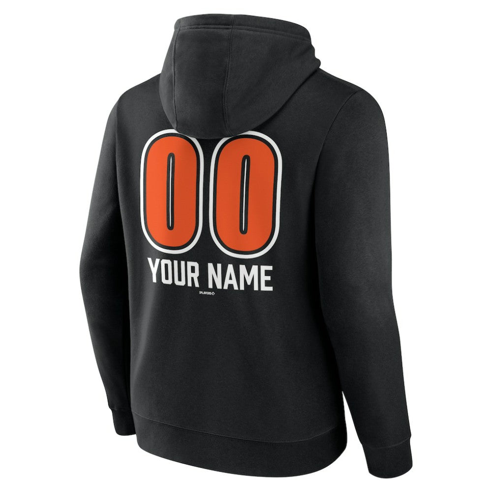 Baltimore Orioles Personalized Name & Number Fastball Pullover Hoodie - Black Hoodies