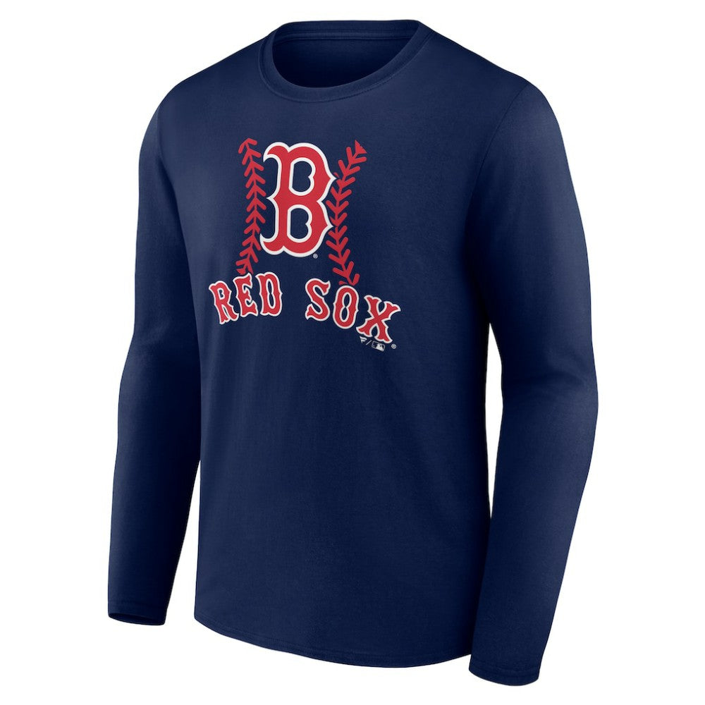 Boston Red Sox Personalized Name & Number Fastball Long Sleeve T-Shirt - Navy T-shirts