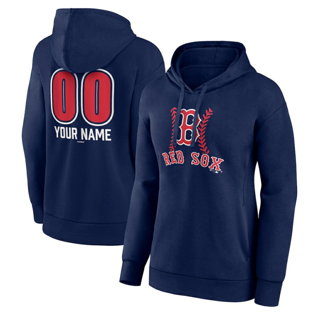 Boston Red Sox Women's Personalized Name & Number Fastball Pullover Hoodie - Navy Hoodies