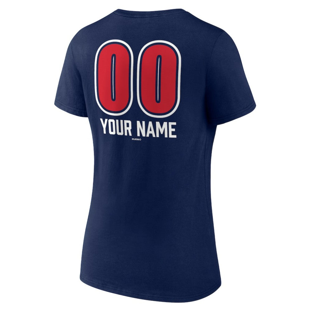 Boston Red Sox Women's Personalized Name & Number Fastball V-Neck T-Shirt - Navy T-shirts