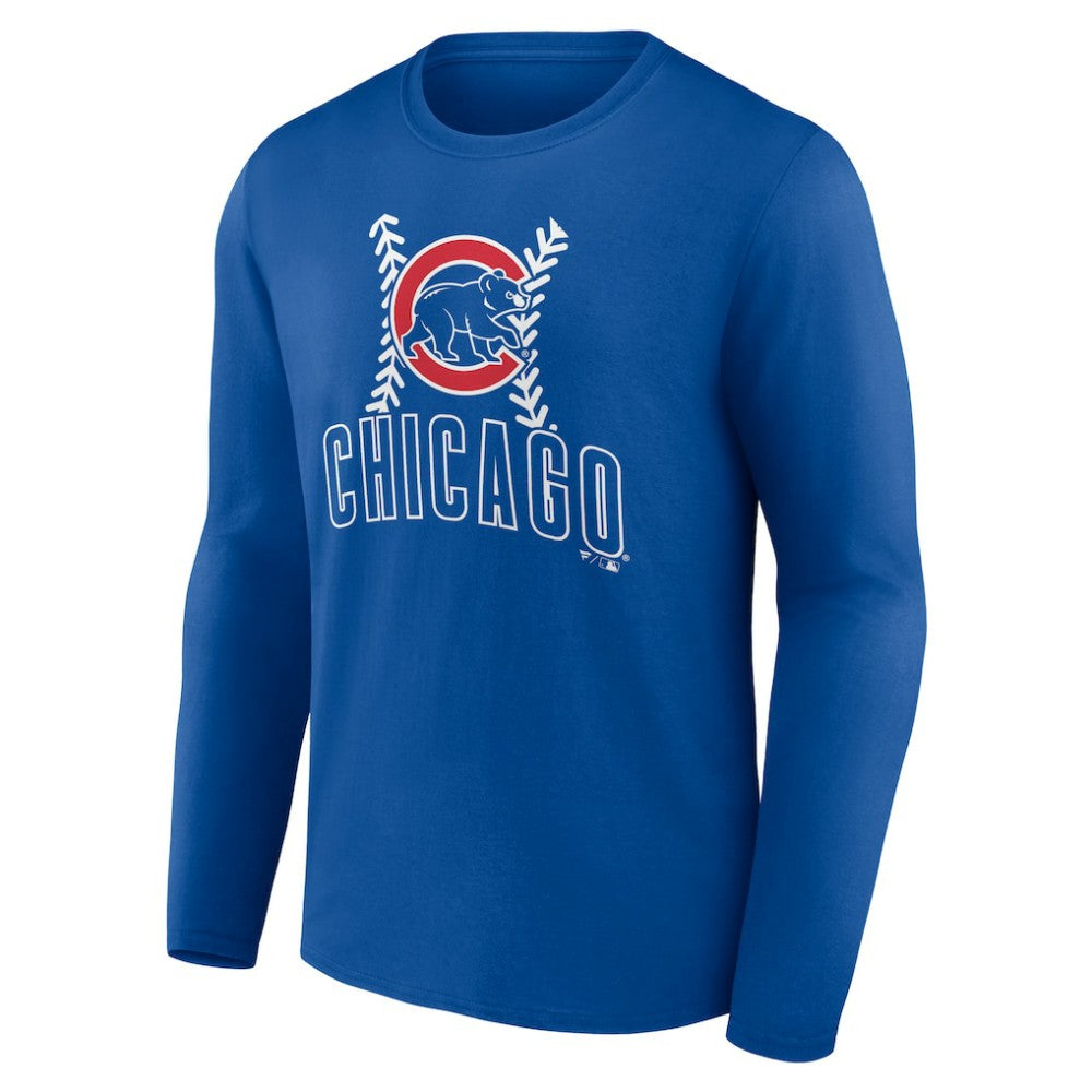 Chicago Cubs Personalized Name & Number Fastball Long Sleeve T-Shirt - Royal T-shirts