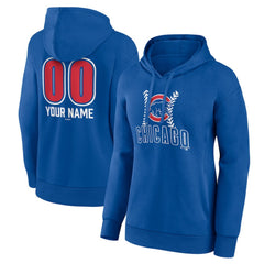 Chicago Cubs Women's Personalized Name & Number Fastball Pullover Hoodie - Royal Hoodies