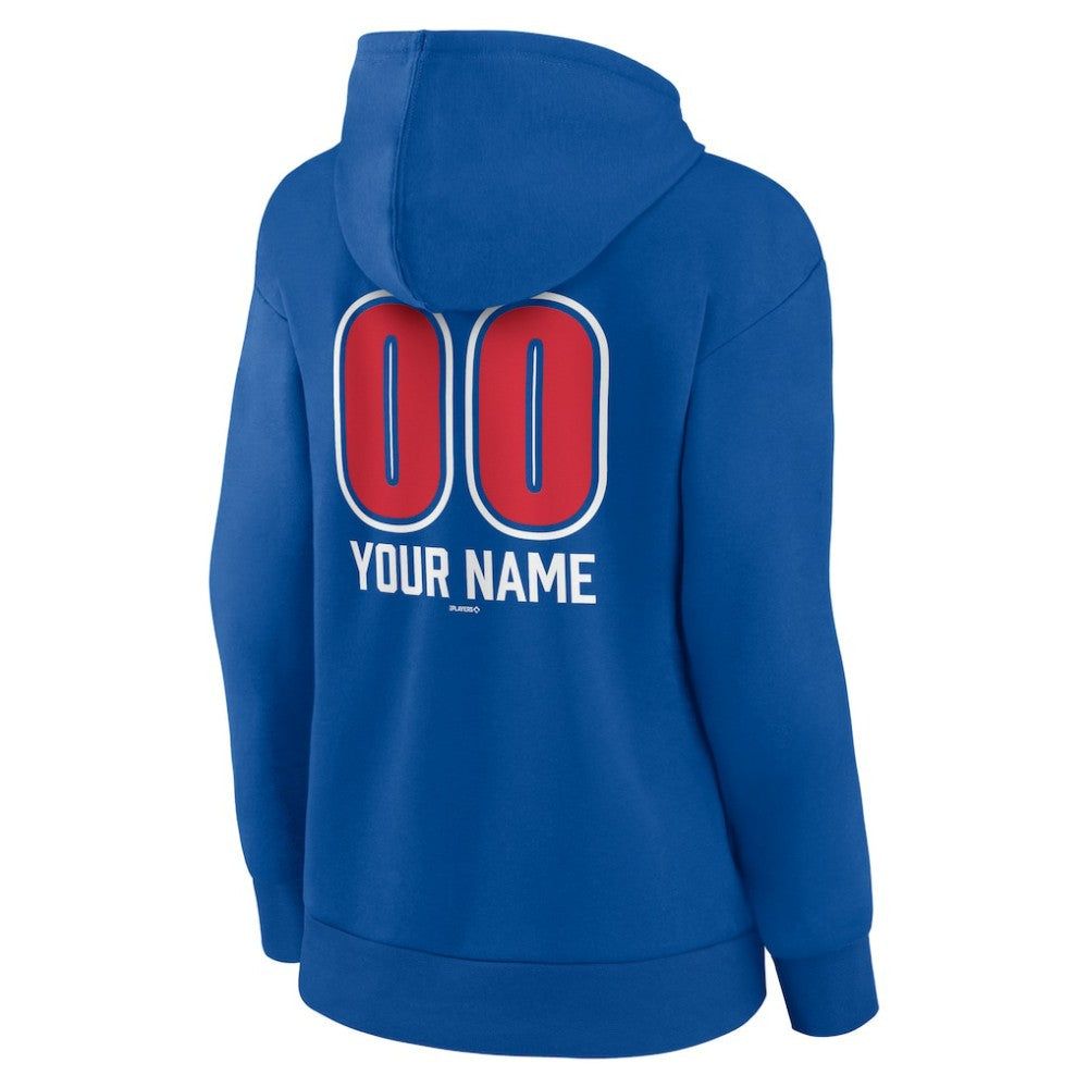 Chicago Cubs Women's Personalized Name & Number Fastball Pullover Hoodie - Royal Hoodies