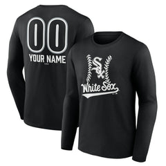 Chicago White Sox Personalized Name & Number Fastball Long Sleeve T-Shirt - Black T-shirts