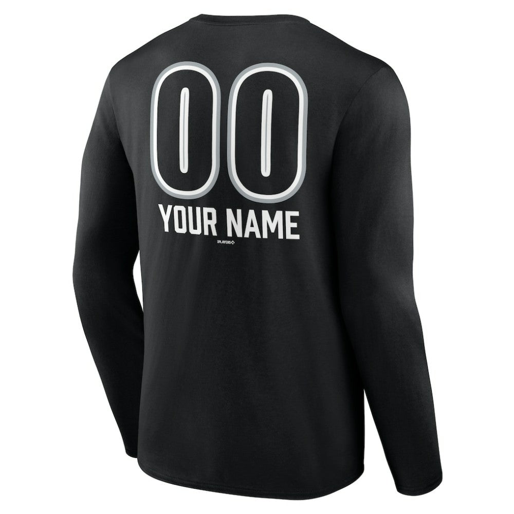 Chicago White Sox Personalized Name & Number Fastball Long Sleeve T-Shirt - Black T-shirts