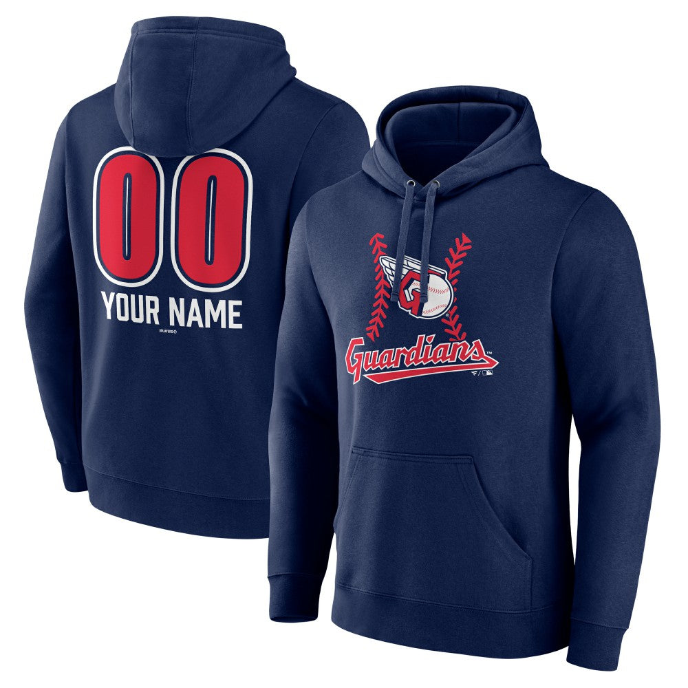 Cleveland Guardians Personalized Name & Number Fastball Pullover Hoodie - Navy Hoodies