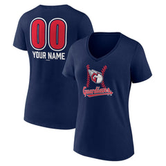 Cleveland Guardians Women's Personalized Name & Number Fastball V-Neck T-Shirt - Navy T-shirts
