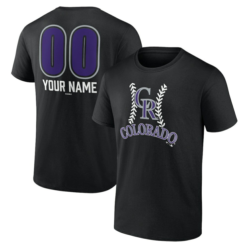 Colorado Rockies Personalized Name & Number Fastball T-Shirt - Black T-shirts