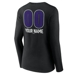 Colorado Rockies Women's Personalized Name & Number Fastball Long Sleeve V-Neck T-Shirt - Black T-shirts