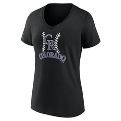 Colorado Rockies Women's Personalized Name & Number Fastball V-Neck T-Shirt - Black T-shirts