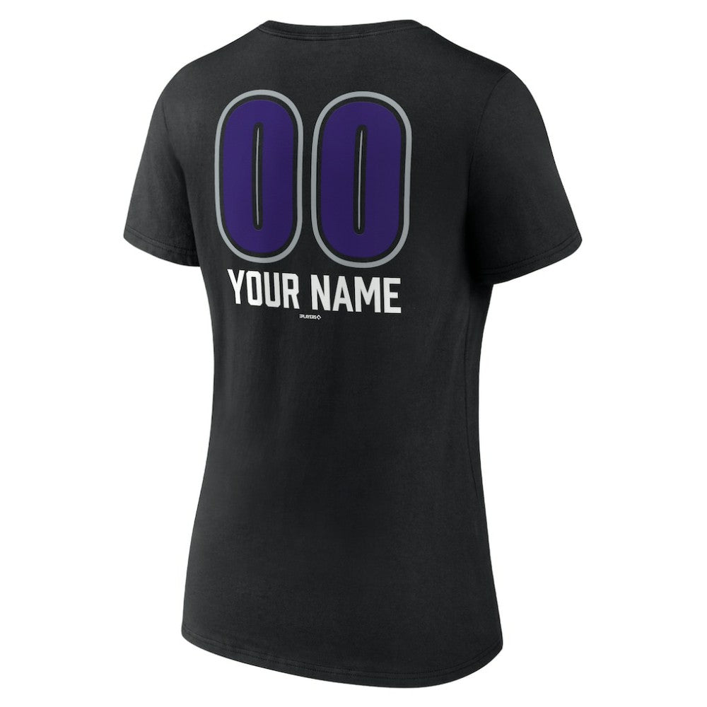Colorado Rockies Women's Personalized Name & Number Fastball V-Neck T-Shirt - Black T-shirts