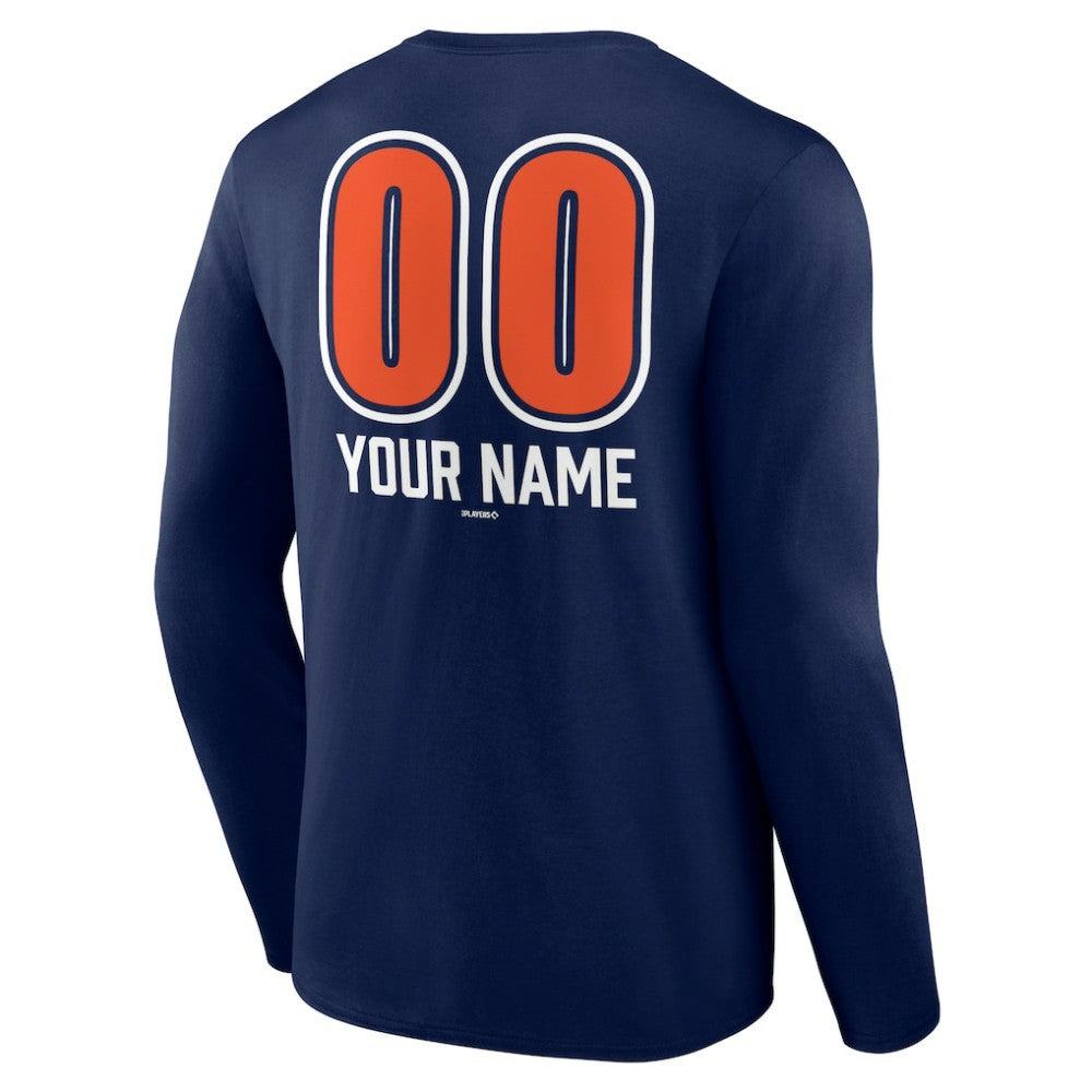 Detroit Tigers Personalized Name & Number Fastball Long Sleeve T-Shirt - Navy T-shirts