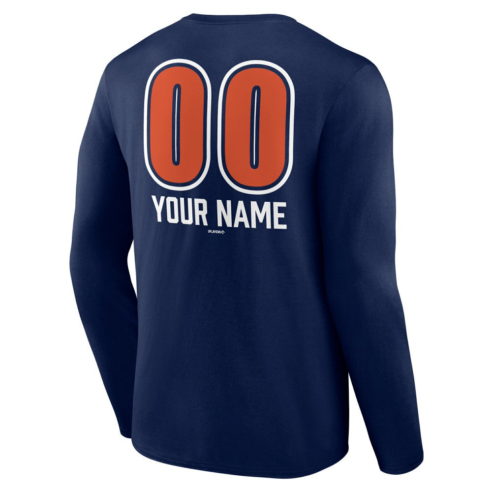 Houston Astros Personalized Name & Number Fastball Long Sleeve T-Shirt - Navy T-shirts