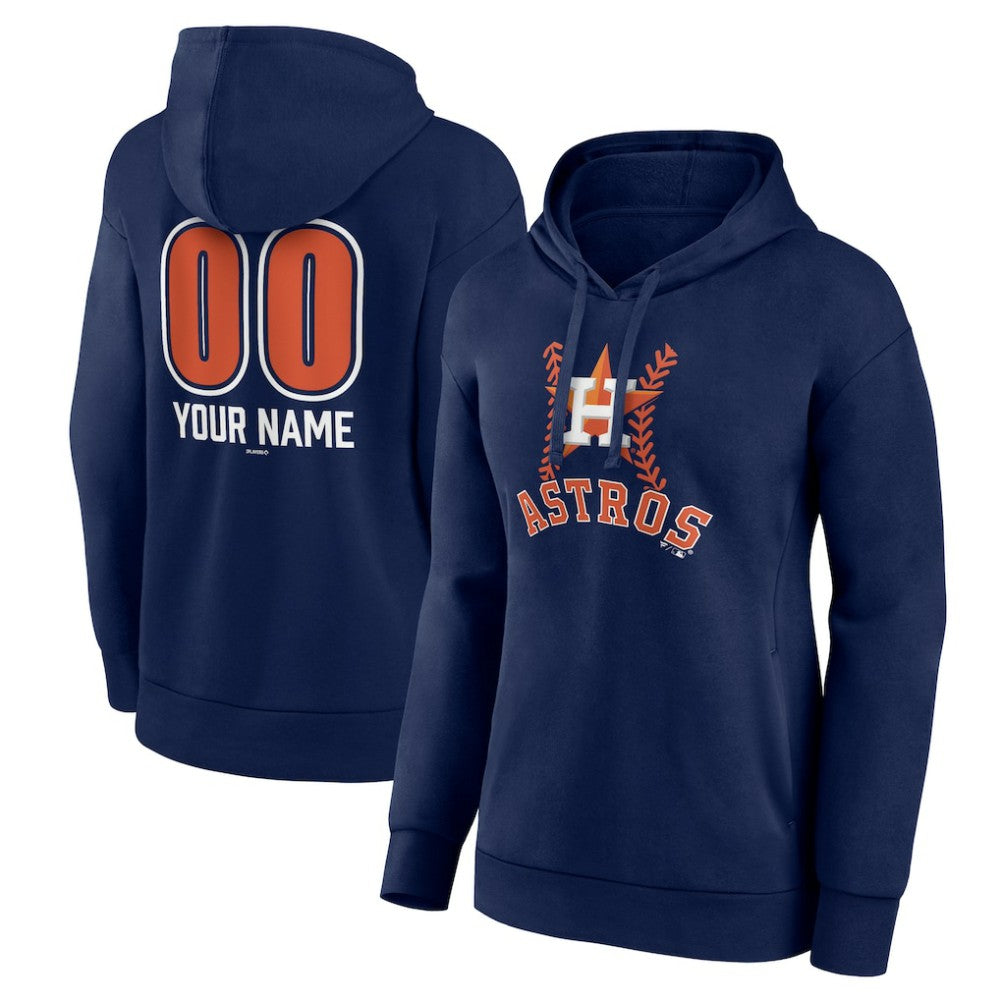Houston Astros Women's Personalized Name & Number Fastball Pullover Hoodie - Navy Hoodies