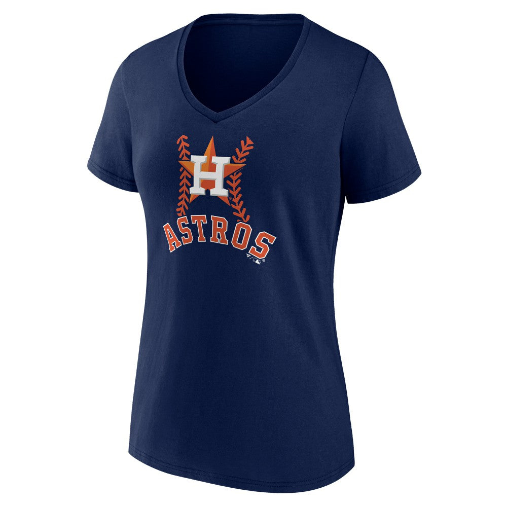 Houston Astros Women's Personalized Name & Number Fastball V-Neck T-Shirt - Navy T-shirts
