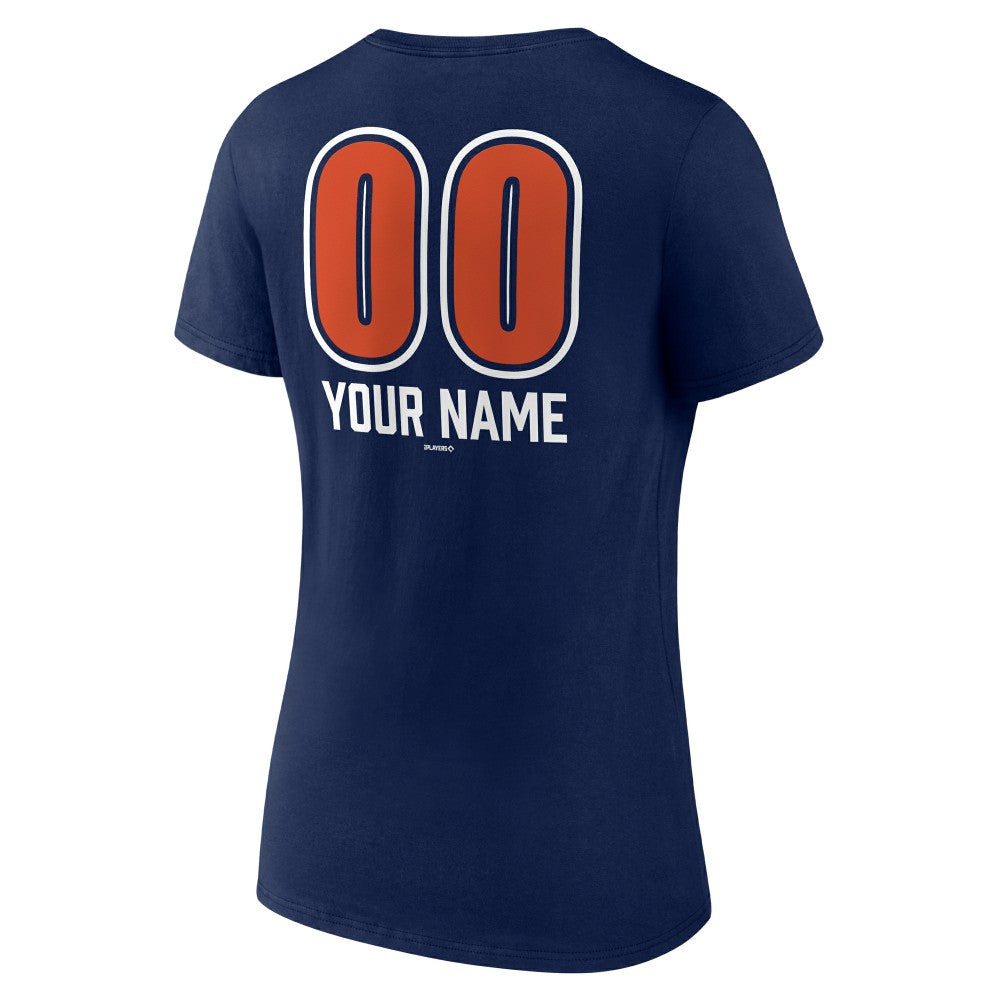 Houston Astros Women's Personalized Name & Number Fastball V-Neck T-Shirt - Navy T-shirts