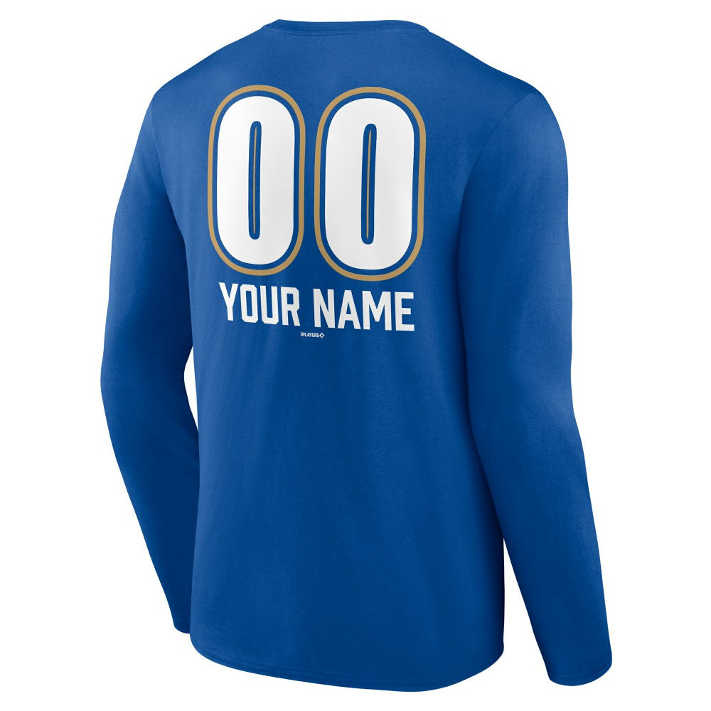 Kansas City Royals Personalized Name & Number Fastball Long Sleeve T-Shirt - Royal T-shirts