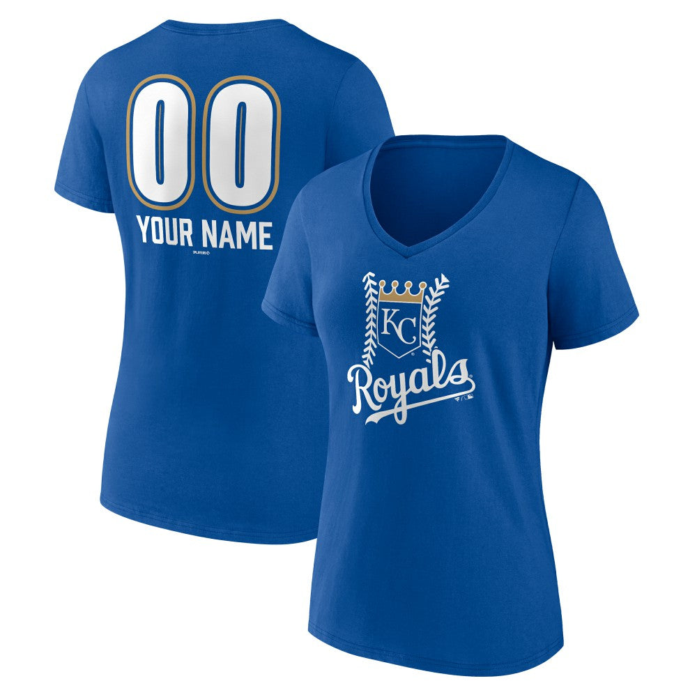 Kansas City Royals Women's Personalized Name & Number Fastball V-Neck T-Shirt - Royal T-shirts