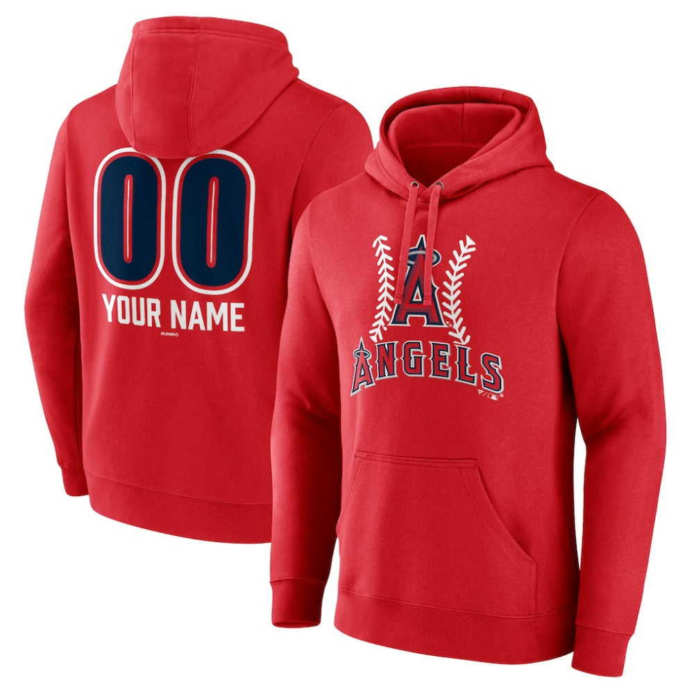 Los Angeles Angels Personalized Name & Number Fastball Pullover Hoodie - Red Hoodies