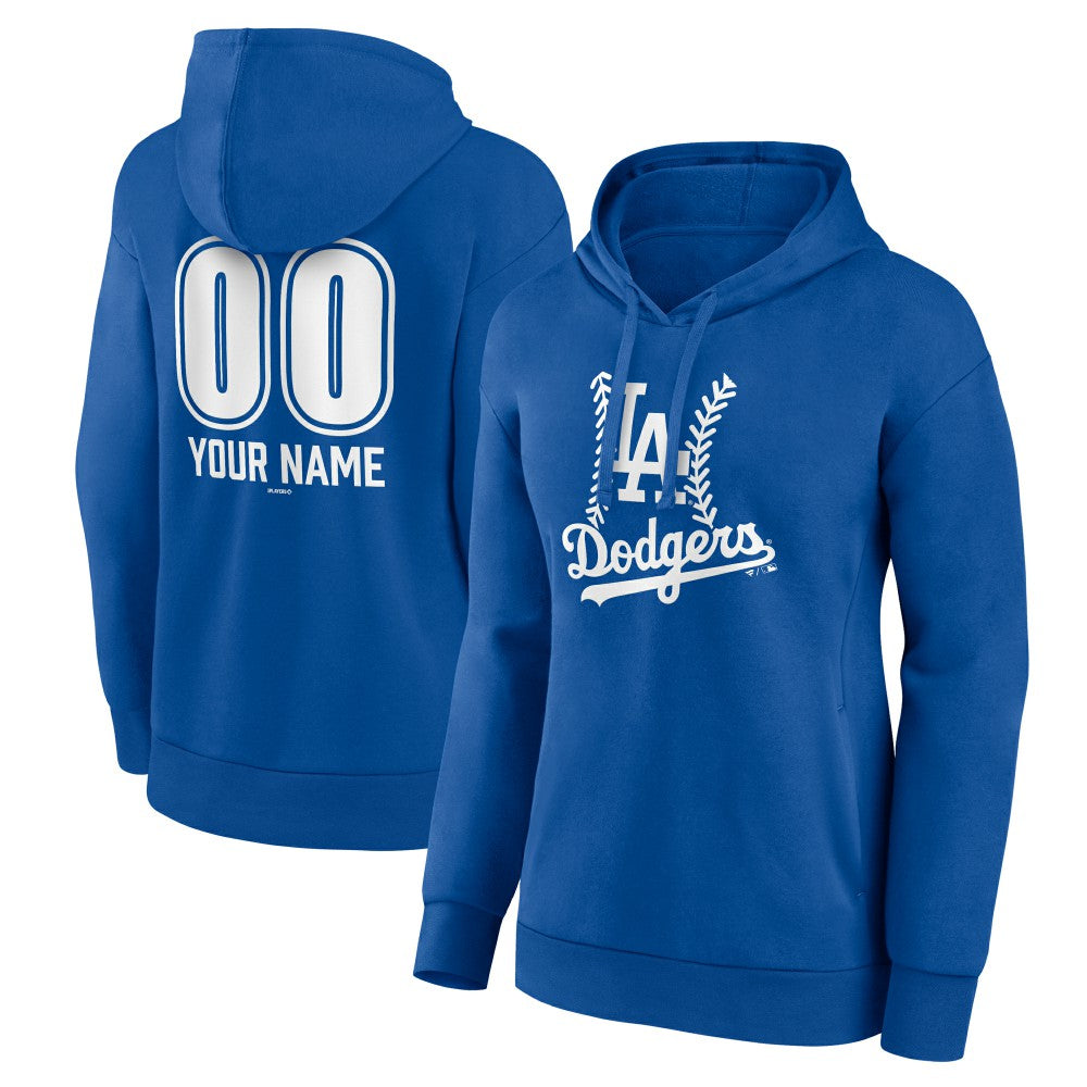 Los Angeles Dodgers Women's Personalized Name & Number Fastball Pullover Hoodie - Royal Hoodies