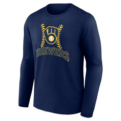 Milwaukee Brewers Personalized Name & Number Fastball Long Sleeve T-Shirt - Navy T-shirts