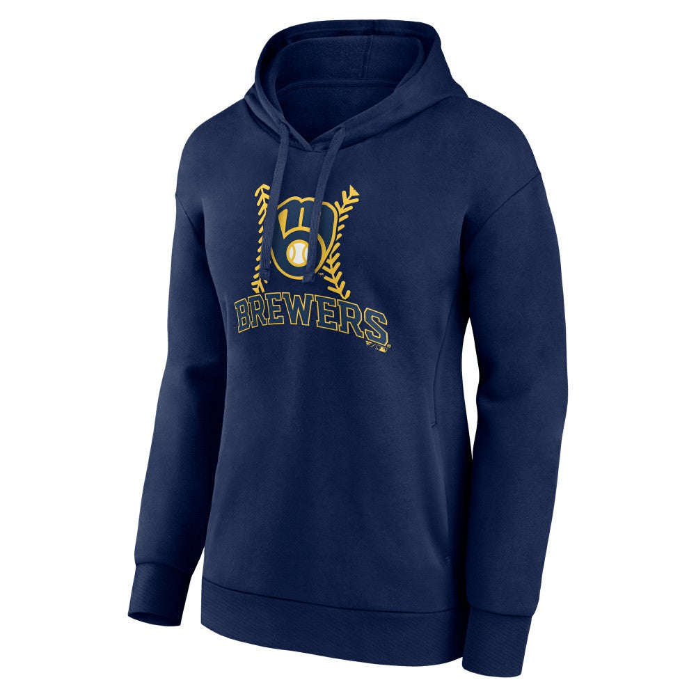 Milwaukee Brewers Women's Personalized Name & Number Fastball Pullover Hoodie - Navy Hoodies