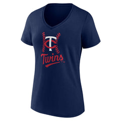 Minnesota Twins Women's Personalized Name & Number Fastball V-Neck T-Shirt - Navy T-shirts