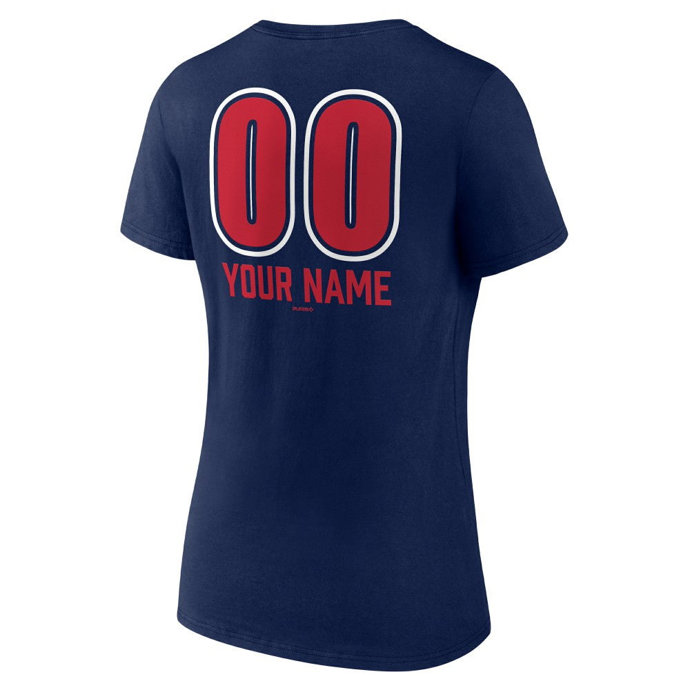 Minnesota Twins Women's Personalized Name & Number Fastball V-Neck T-Shirt - Navy T-shirts