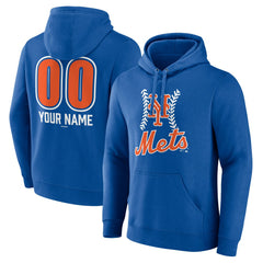 New York Mets Personalized Name & Number Fastball Pullover Hoodie - Royal Hoodies