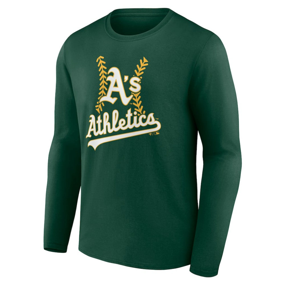 Athletics Personalized Name & Number Fastball Long Sleeve T-Shirt - Green T-shirts