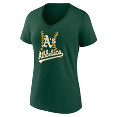 Athletics Women's Personalized Name & Number Fastball V-Neck T-Shirt - Green T-shirts