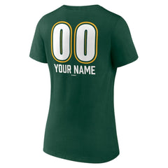 Athletics Women's Personalized Name & Number Fastball V-Neck T-Shirt - Green T-shirts