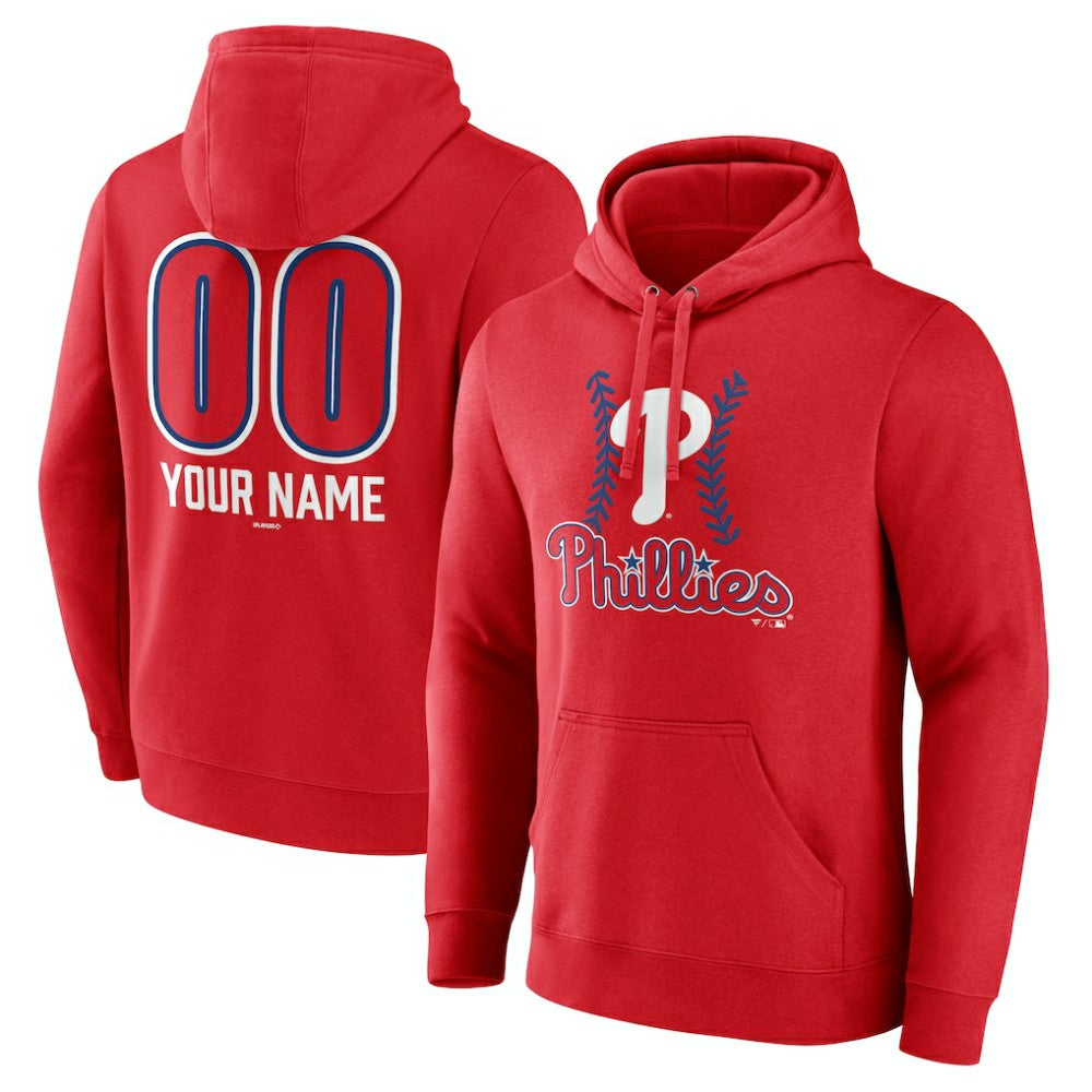 Philadelphia Phillies Personalized Name & Number Fastball Pullover Hoodie - Red Hoodies