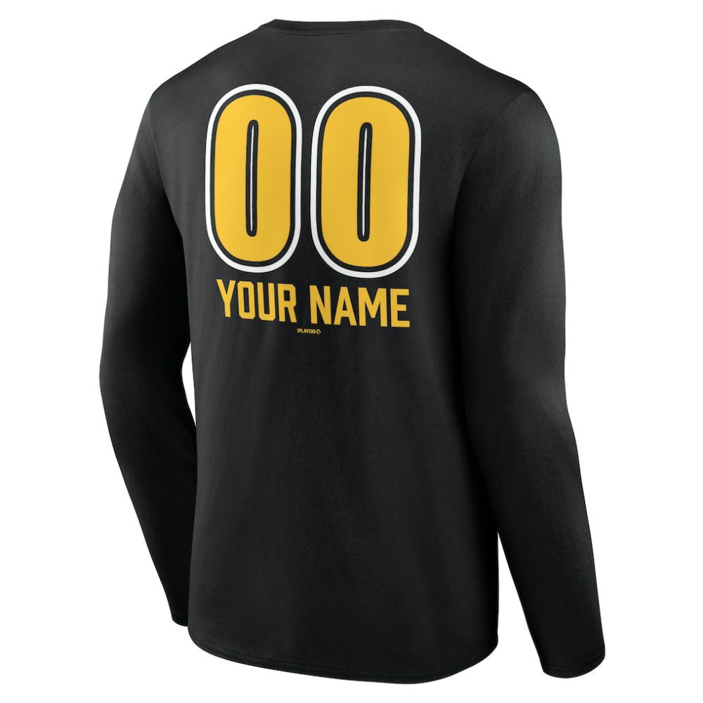 Pittsburgh Pirates Personalized Name & Number Fastball Long Sleeve T-Shirt - Black T-shirts