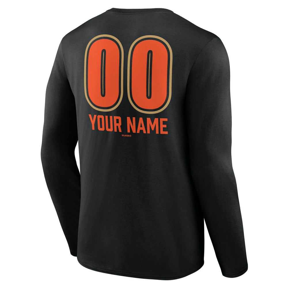 San Francisco Giants Personalized Name & Number Fastball Long Sleeve T-Shirt - Black T-shirts