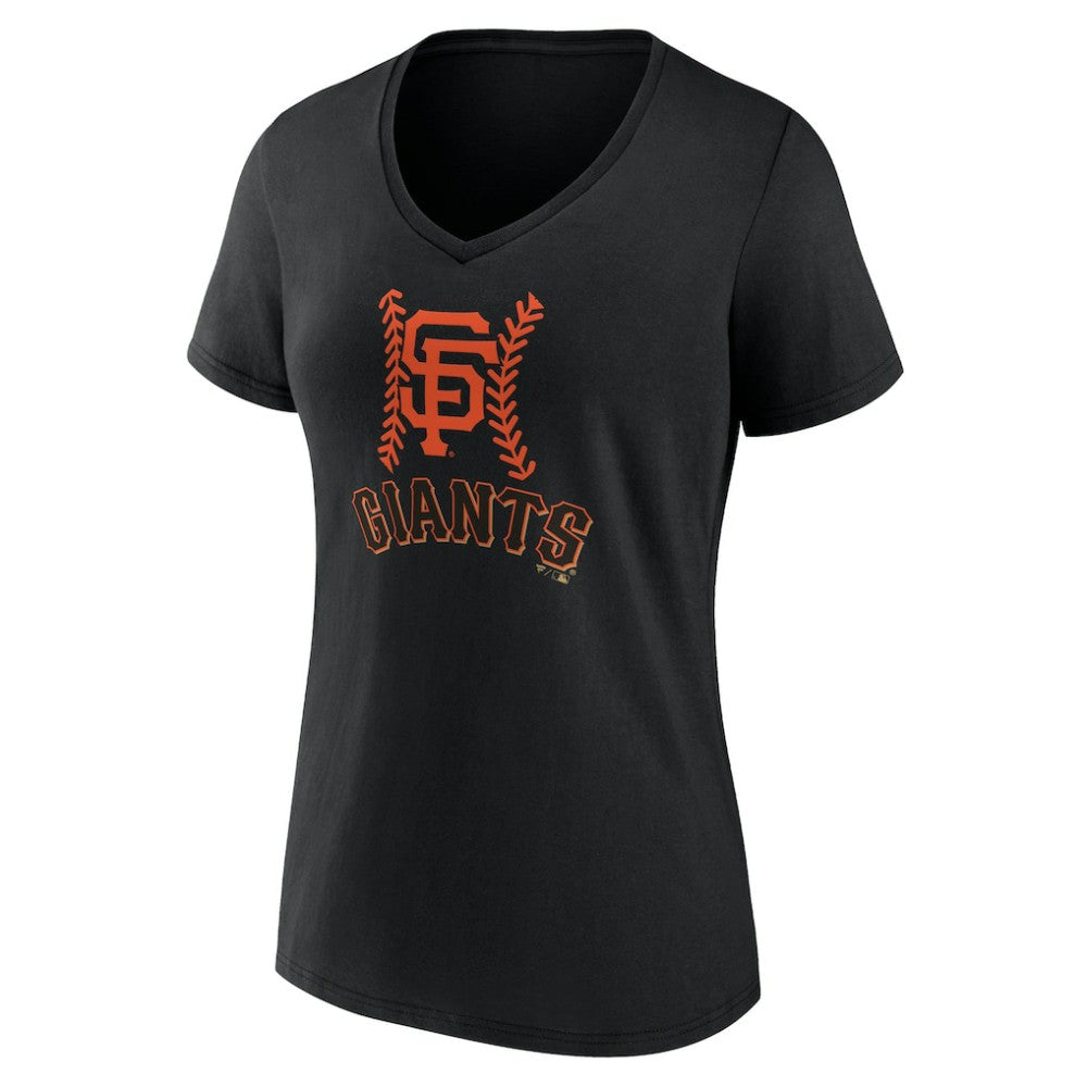San Francisco Giants Women's Personalized Name & Number Fastball V-Neck T-Shirt - Black T-shirts